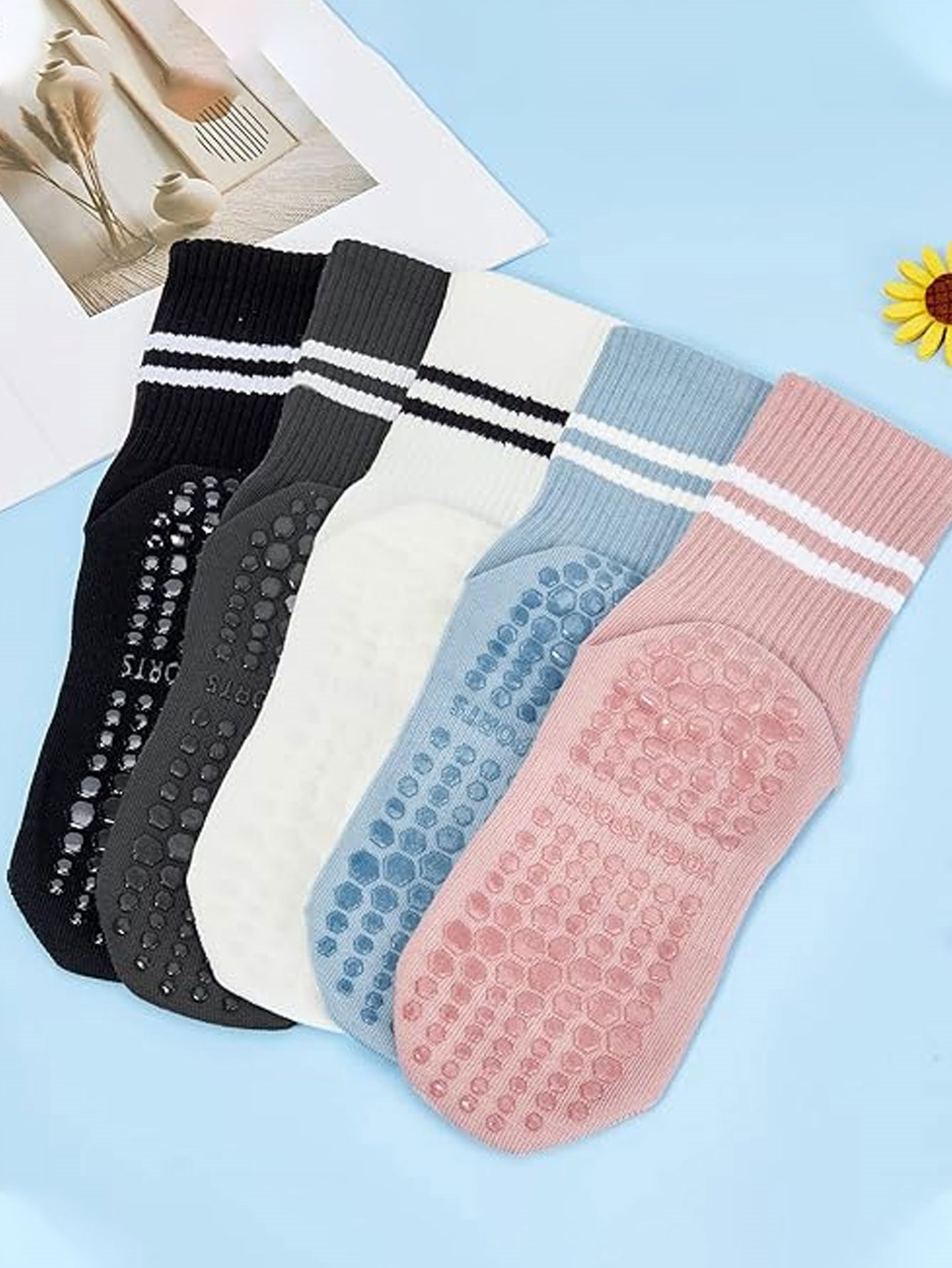 3 Pairs of Yoga Socks, Non-Sli - огляд і ціна Medias Para Pilates Y Yoga